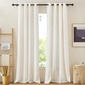 NICETOWN Natural Linen Burlap 102 inch Curtains, Grommet Semi Sheer Curtains by NICETOWN