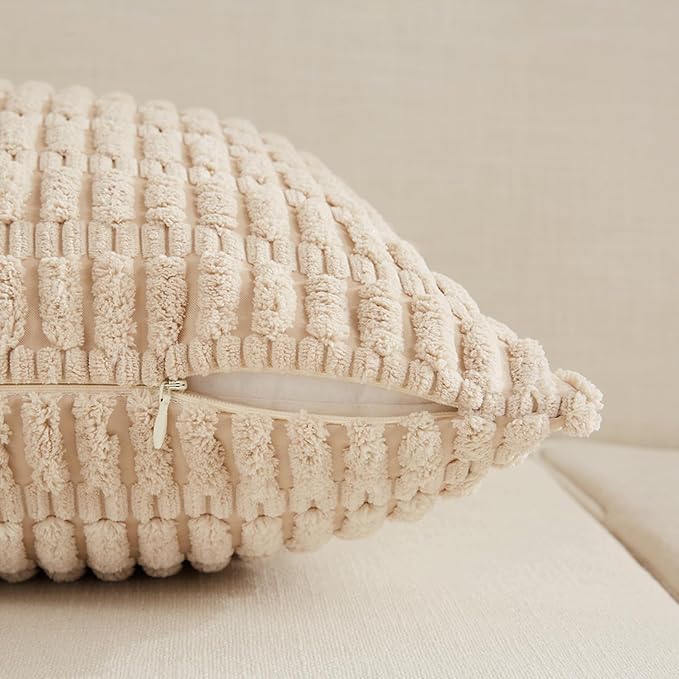 Fancy Homi 4 Packs Tan Decorative Throw Pillow Covers 24x24 Inch - Image 4