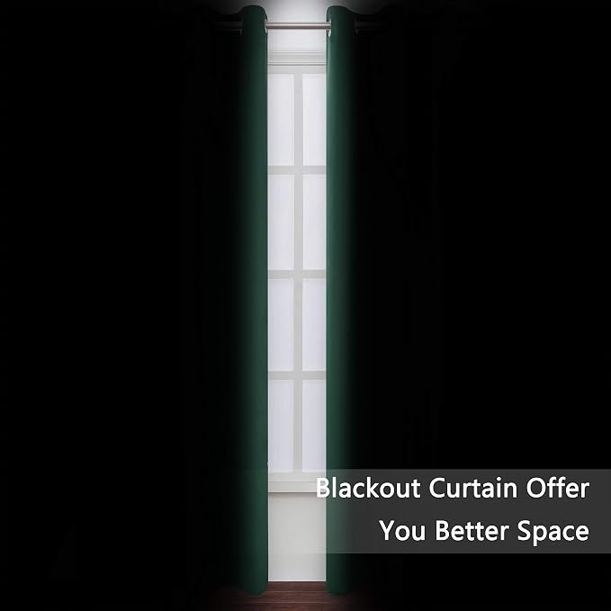 LEMOMO Blackout Curtains 52 x 45 inch/Green Curtains Set of 2 Panels/Thermal - Image 3