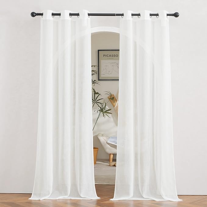 NICETOWN Living Room Ivory Curtains 84 inch Long, Grommet Linen Blend by NICETOWN