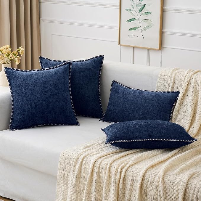 MIULEE Pack of 2 Couch Throw Pillow Covers 20x20 Inch Navy Farmhouse Decorative - Image 5