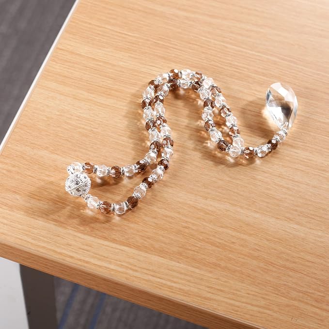 SUQ I OME 1 Pair of Luxury Crystal Beaded Magnetic Curtain Tieback and Holdback - Image 6