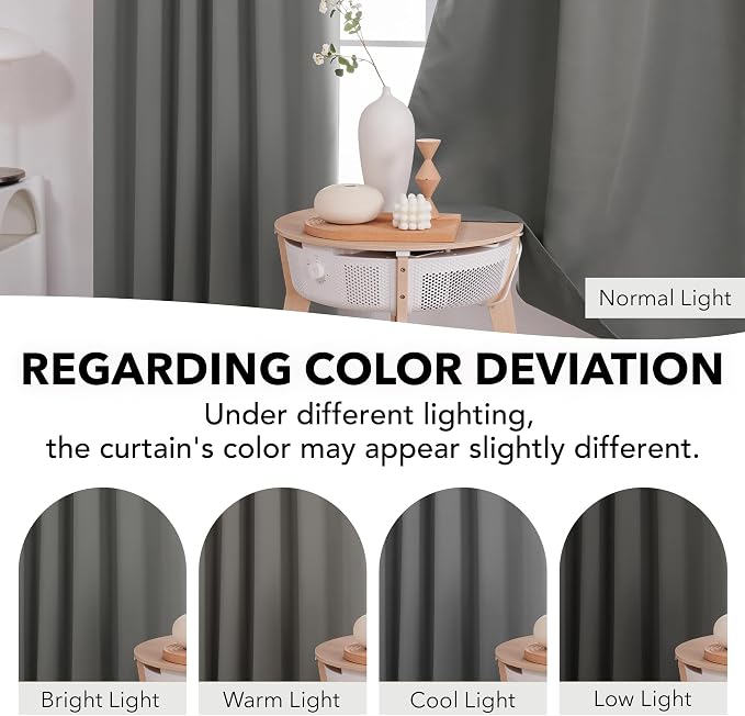 Deconovo Blackout Curtains, Thermal Insulated, W52 x L63 2 Panels, Back Tab - Image 6