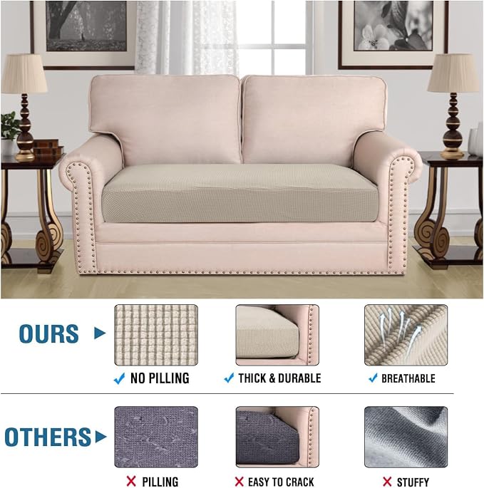 H.VERSAILTEX Super Stretch Individual Seat Cushion Covers Sofa Covers Couch - Image 2