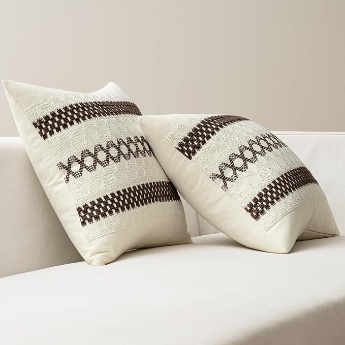 MIULEE Set of 2 Dark Brown Boho Decorative Lumbar Pillow Covers 12x20 Inch | - Image 6