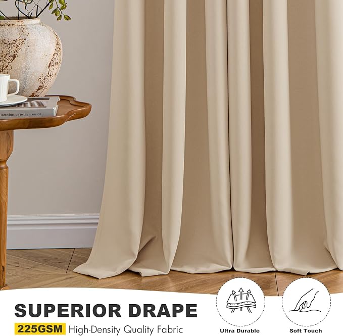 MIULEE Blackout Curtains for Bedroom 2 Panel 40x45 Inch Long Biscotti Beige | - Image 5