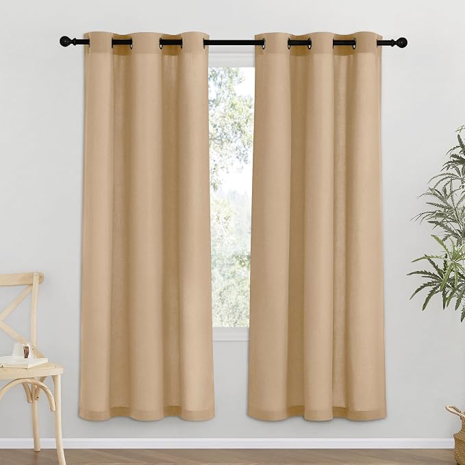 NICETOWN Burlap Thick Linen Curtains 72" Length, Grommet Privacy Window by NICETOWN