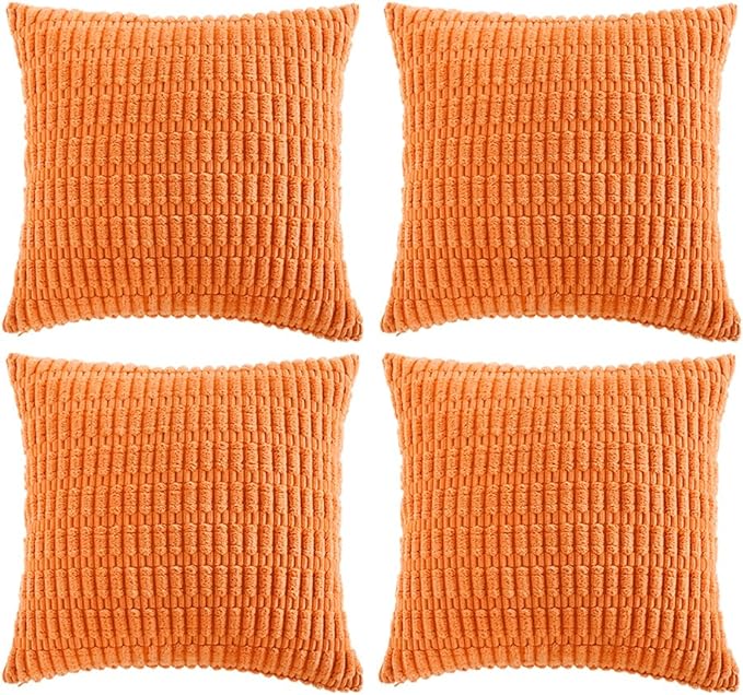 Fancy Homi 4 Packs Orange Fall Decorative Throw Pillow Covers 18x18 Inch by Fancy+Homi