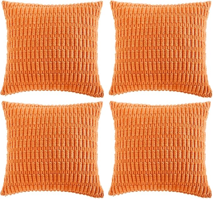Fancy Homi 4 Packs Orange Fall Decorative Throw Pillow Covers 26x26 Inch by Fancy+Homi