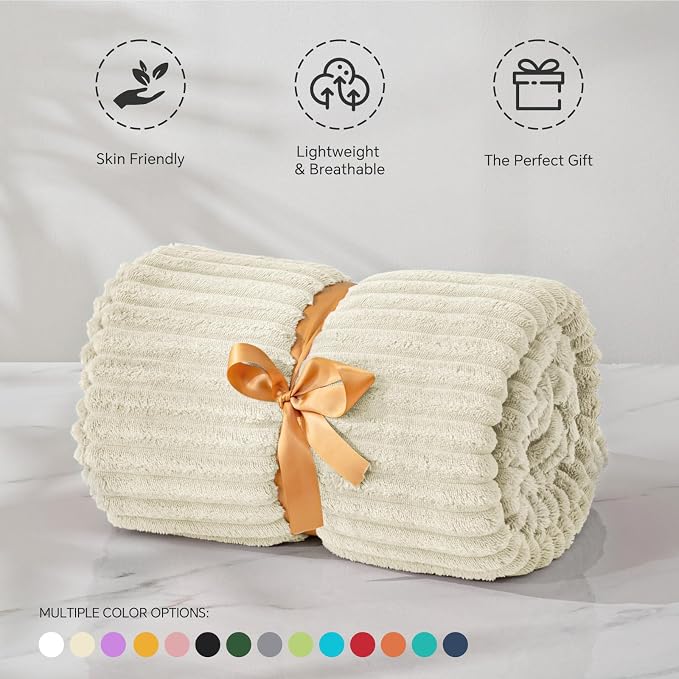 BEDELITE Fleece Throw Blanket for Couch – 3D Ribbed Jacquard Soft and Warm - Image 3