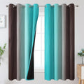 Estelar Textiler Brown and Teal Ombre Blackout Curtains 63 Inches Long by ESTELARTEXTILER