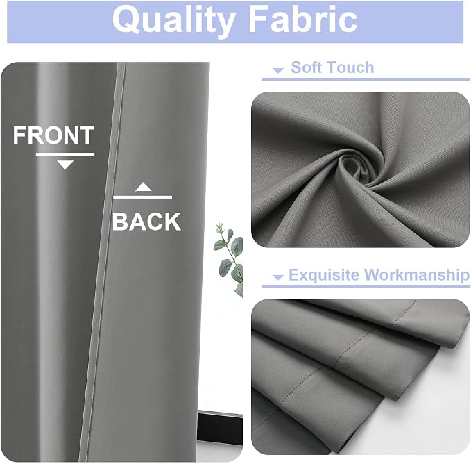 Simplebrand Ava Light Grey Blackout Curtains - Image 3