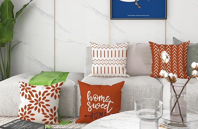 YCOLL Fall Pillow Covers 18x18 Set of 4, Modern Sofa Throw Pillow Cover - Image 2