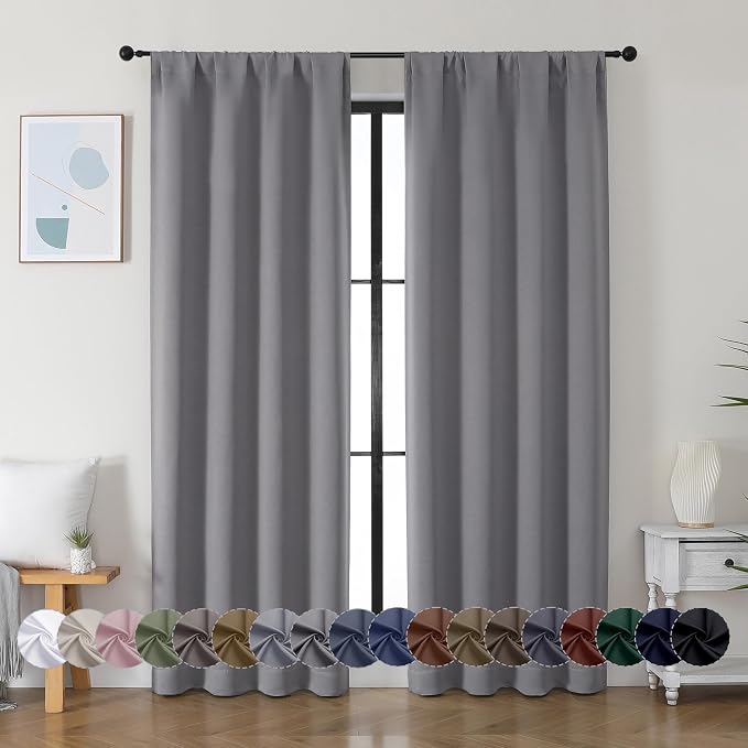 Simplebrand Ava Light Grey Blackout Curtains by Simplebrand