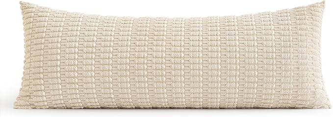MIULEE Pack of 1 Cream White Long Body Lumbar Decorative Throw Pillow Cover - Image 6