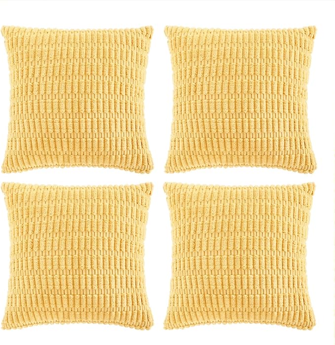 Fancy Homi 4 Packs Yellow Big Decorative Throw Pillow Covers 24x24 Inch by Fancy+Homi