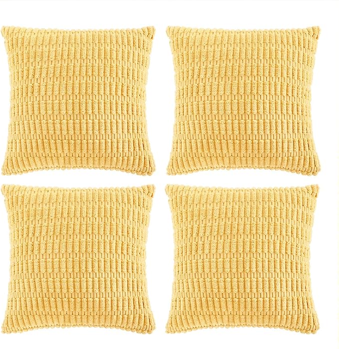 Fancy Homi 4 Packs Yellow Euro Decorative Throw Pillow Covers 26x26 Inch by Fancy+Homi