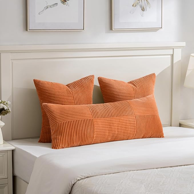Fancy Homi 2 Packs Burnt Orange Decorative Throw Pillow Covers 18x18 Inch - Image 5