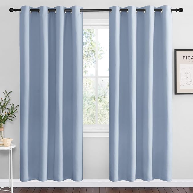 NICETOWN Vintage Blue Blackout Curtains 78 inches Length by NICETOWN