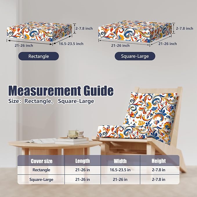 8Pcs Stretch Patio Cushion Covers, Outdoor Couch & Sofa Replacement Slipcovers - Image 2