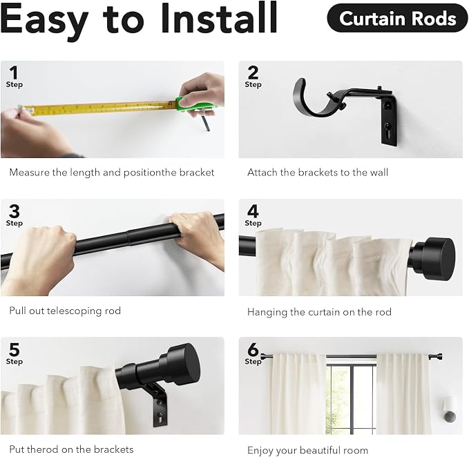IFELS 2 Pack Heavy Duty Curtain Rods - Image 8