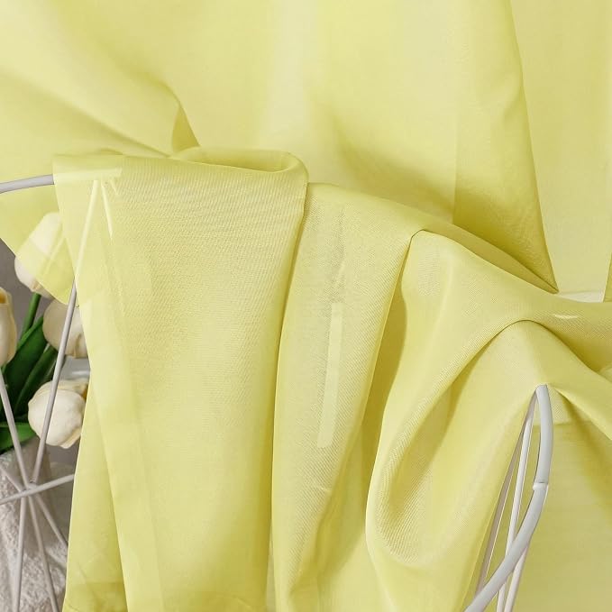Aiyufeng Lemon Sheer Curtains 84 Inches Long 2 Panels Set - Image 3