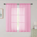 Sheer Pink Curtains for Bedroom Living Room 54 Inch Length 2 Panels Set by WelvetBLK
