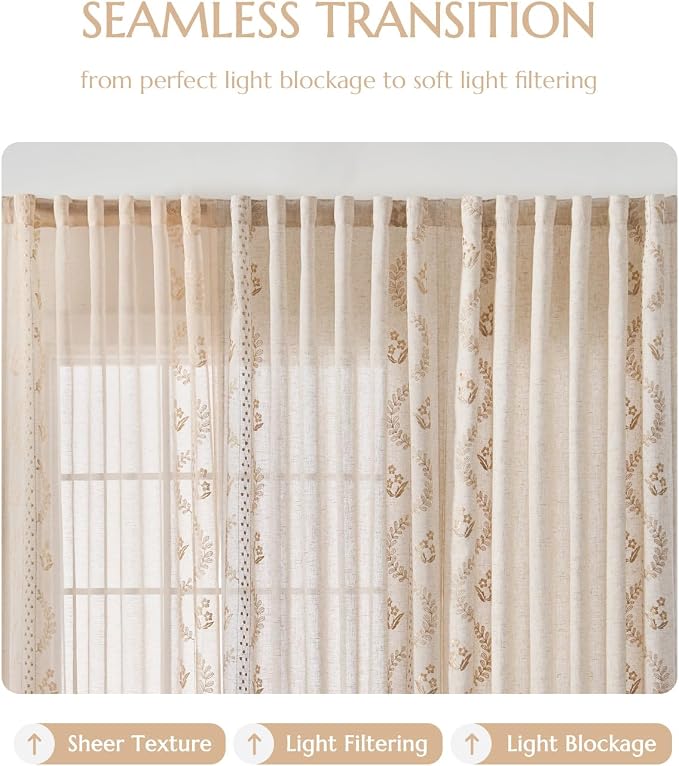jinchan Belrose Linen Sheer Curtains - Image 6