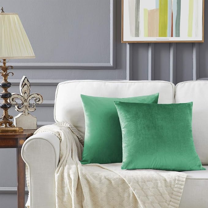 GIGIZAZA Mint Turquoise Velvet Decorative Throw Pillow Covers by GIGIZAZAFocusingonhomedecoration