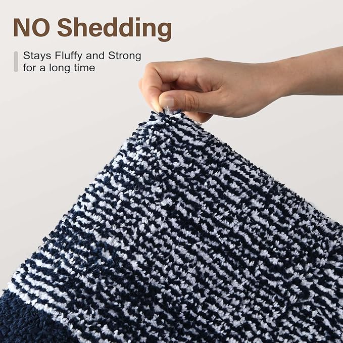 48x24 Long Bathroom Rugs Washable Non Slip, Dark Blue Bath Mat - Image 8