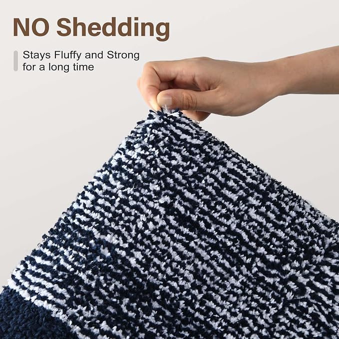 60x24 Long Bathroom Rugs Washable Non Slip, Dark Blue Bath Mat - Image 8