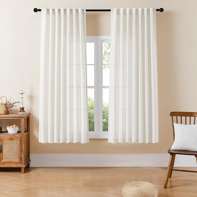 Joydeco Linen Curtains 72 Inch Length 2 Panels Set by JOYDECO