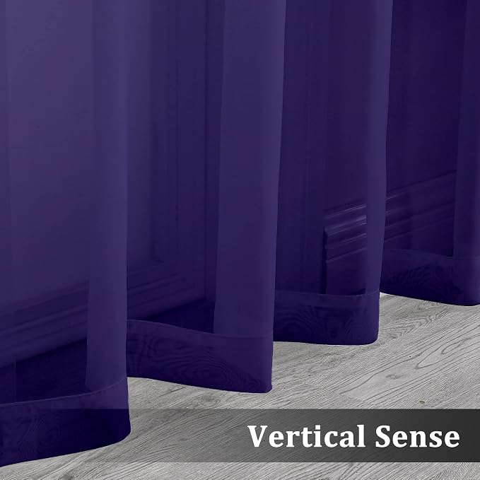 OVZME Purple Sheer Curtains 108 Inches Long, Light Filtering Semi Transparent - Image 7