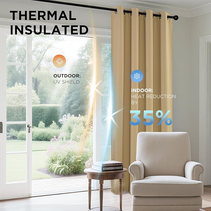 Joydeco Blackout Curtains 90 Inch Length 2 Panels Set, Thermal Insulated Long - Image 4