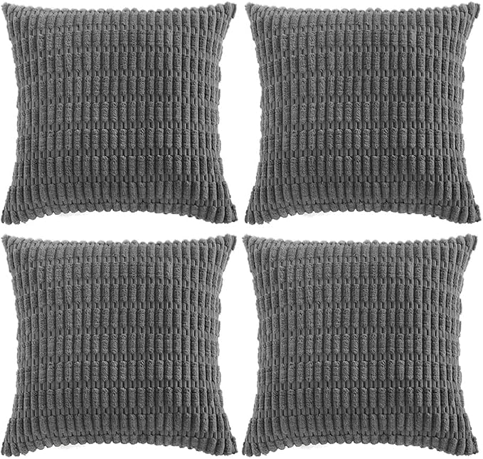 Fancy Homi 4 Packs Dark Grey Decorative Throw Pillow Covers 22x22 Inch by Fancy+Homi