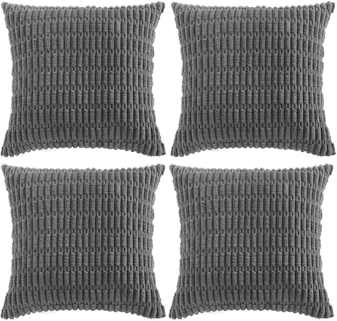Fancy Homi 4 Packs Dark Grey Decorative Throw Pillow Covers 16x16 Inch by Fancy+Homi