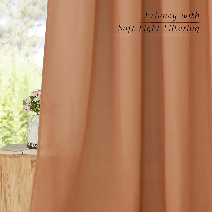 NICETOWN Thick Linen Burnt Orange Curtains - Image 5