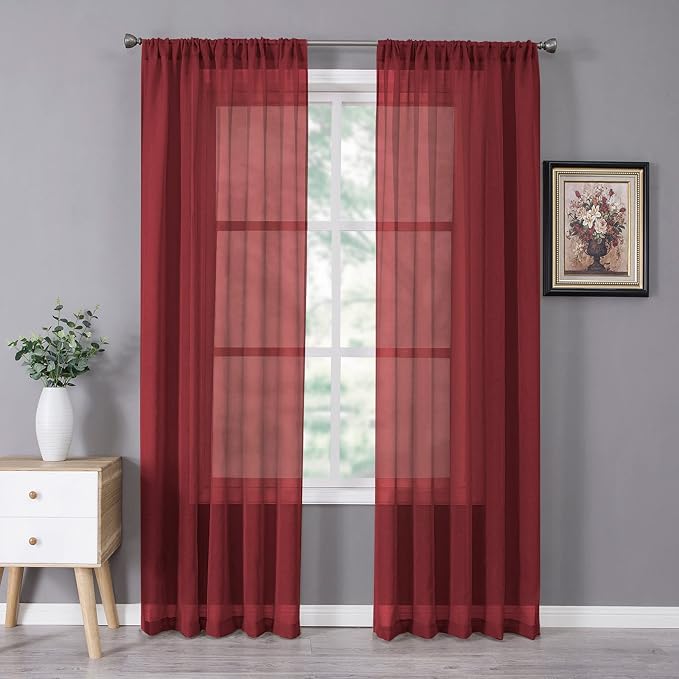 Tollpiz Sheer Curtains Linen Textured Bedroom Curtain Sheers Light Filtering by Tollpiz