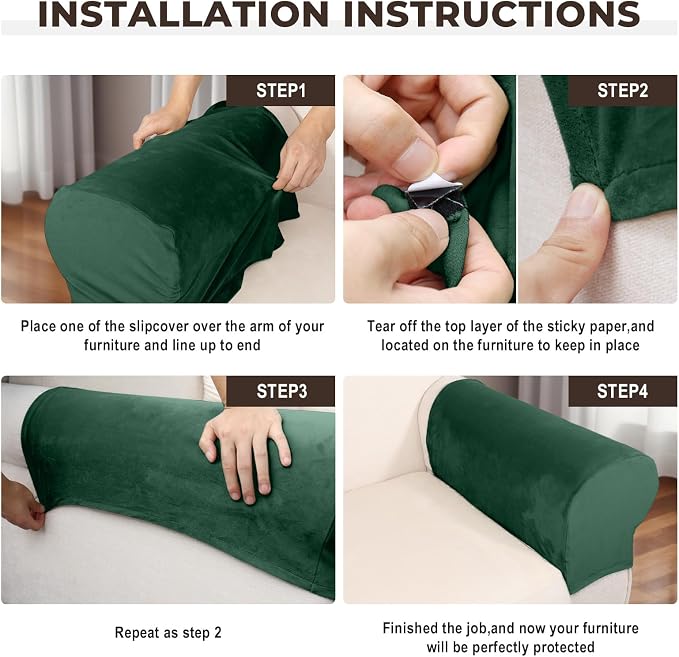 Couch Arm Covers 2 Pcs Sofa Armrest Covers Stretch Couch, Armrest Cover - Image 4