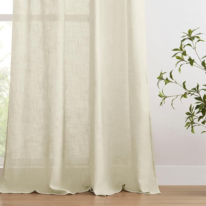 Joydeco Linen Curtains 72 Inch Length 2 Panels Set, Light Filtering Curtains - Image 4
