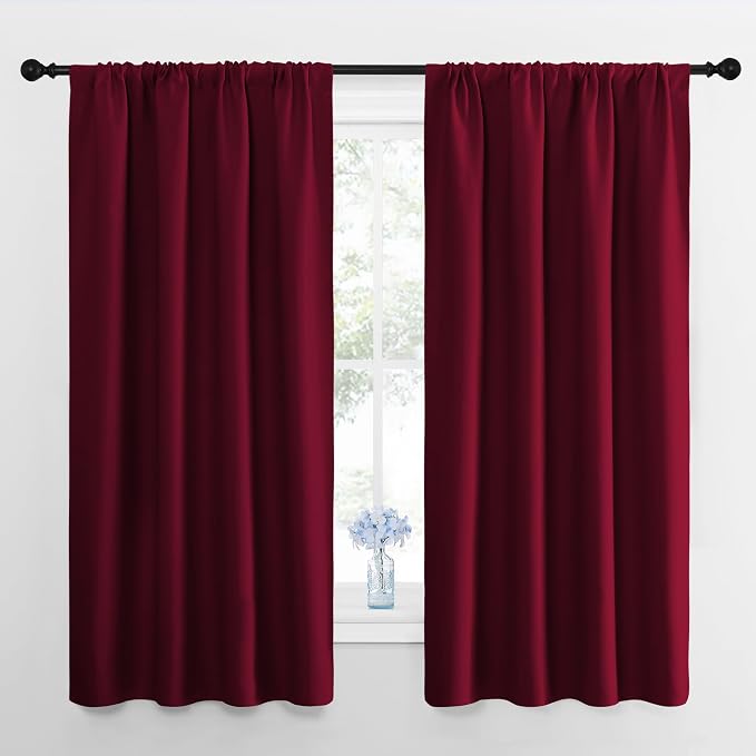 NICETOWN Blackout Curtains for Bedroom, Wine Red, 1 Pair, 42 by 45-inch by NICETOWN