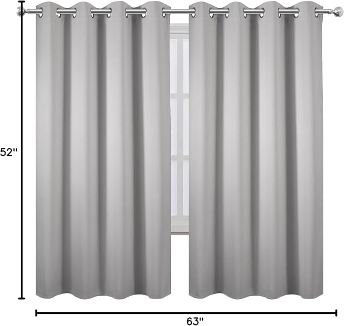 LEMOMO Light Grey Blackout Curtains 52 x 63 Inch Length/Set of 2 Curtain - Image 7