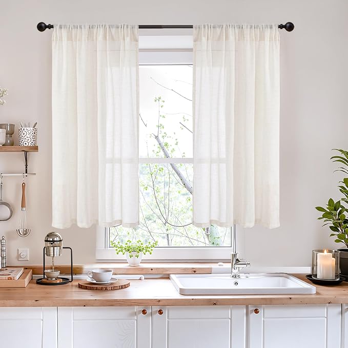 BGment Linen Curtains 40 Inch Length - Image 2