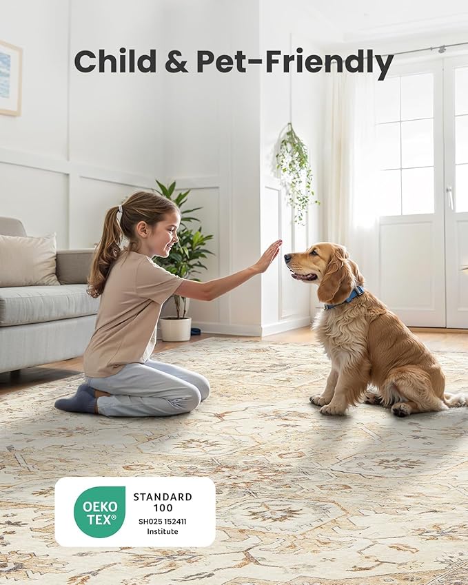 AMADA HOMEFURNISHING 10x14 Washable Area Rug, Low-Profile Large Area Rug - Image 2