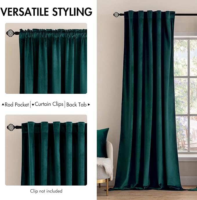 MIULEE Velvet Curtains 96 inches 2 Panels - Image 2