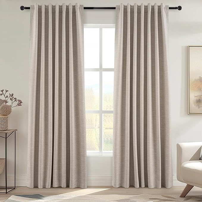 Linen Blackout Curtains 120 Inches Long by Topfinel