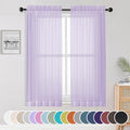 OWENIE Light Purple Sheer Curtains 63 inch Length 2 Panels Set, Rod Pocket by OWENIE