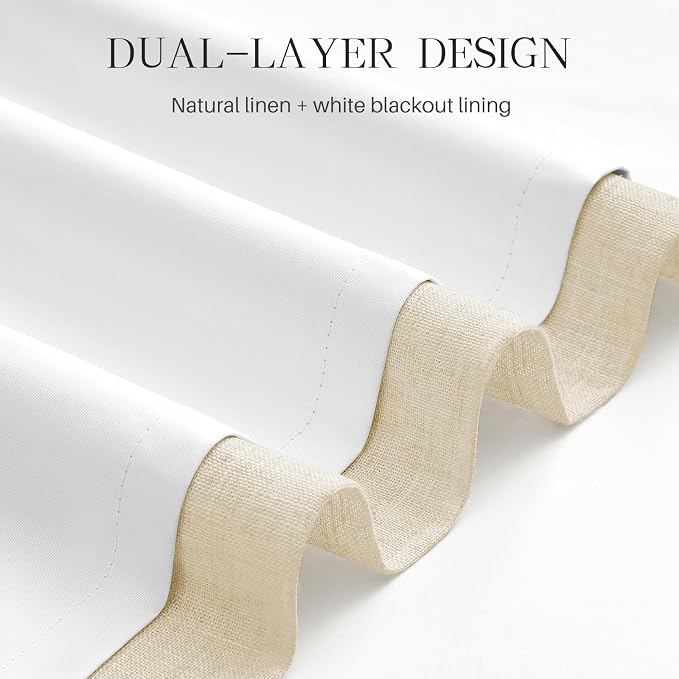 Pinch Pleated Linen Curtains 100% Blackout 102 Inches Long - Image 5