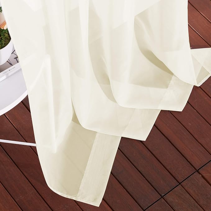 NICETOWN Sheer Curtain Panels 96 inch Cream Beige - Image 7