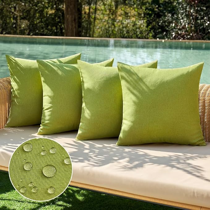 MIULEE Pack of 4 Decorative Outdoor Throw Pillow Covers Linen Waterproof Pillow by MIULEE